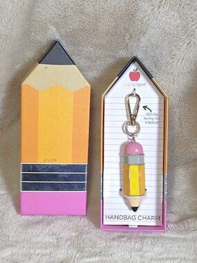 True To Form Pencil Enamel Multi Color Bag Charm/Keychain - New - Teacher/Writer